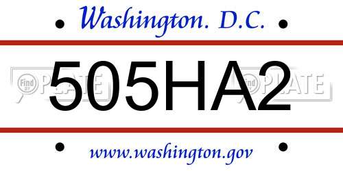 505HA2 District Of Columbia License Plate