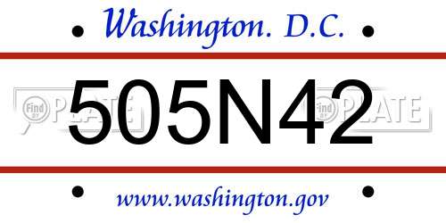 505N42 District Of Columbia License Plate