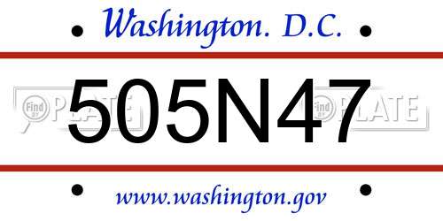 505N47 District Of Columbia License Plate