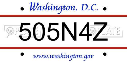 505N4Z District Of Columbia License Plate