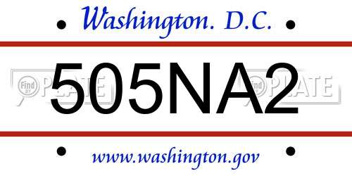 505NA2 District Of Columbia License Plate