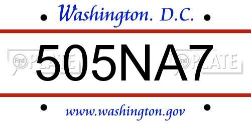505NA7 District Of Columbia License Plate