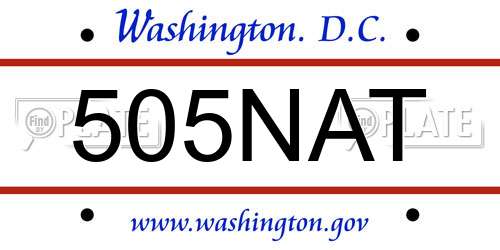 505NAT District Of Columbia License Plate