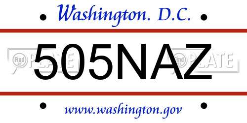 505NAZ District Of Columbia License Plate