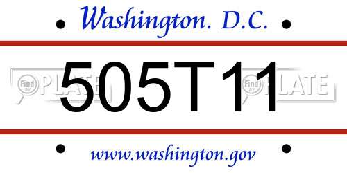 505T11 District Of Columbia License Plate