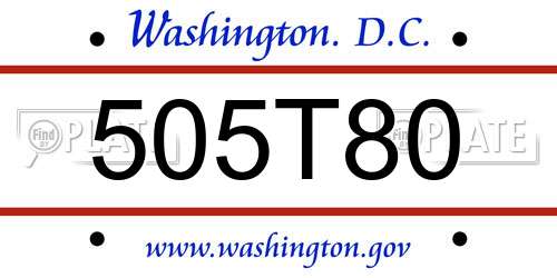 505T80 District Of Columbia License Plate