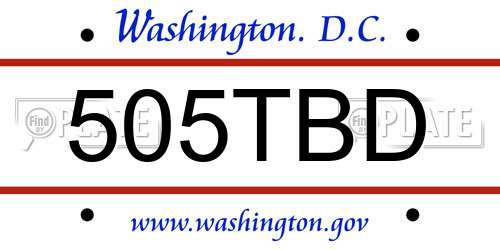 505TBD District Of Columbia License Plate