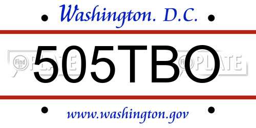 505TBO District Of Columbia License Plate