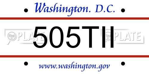505TII District Of Columbia License Plate