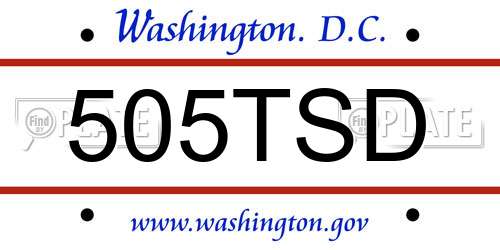 505TSD District Of Columbia License Plate