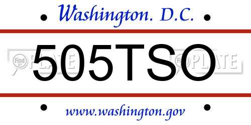 505TSO District Of Columbia License Plate