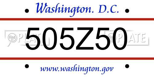 505Z50 District Of Columbia License Plate