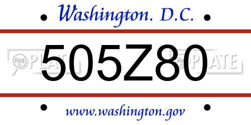 505Z80 District Of Columbia License Plate