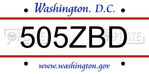 505ZBD District Of Columbia License Plate