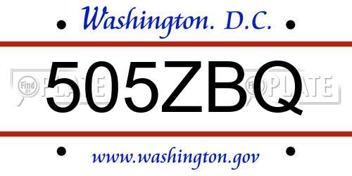 505ZBQ District Of Columbia License Plate
