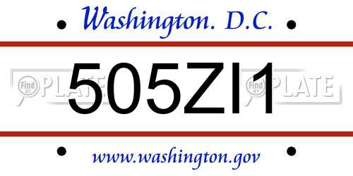 505ZI1 District Of Columbia License Plate