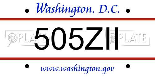 505ZII District Of Columbia License Plate
