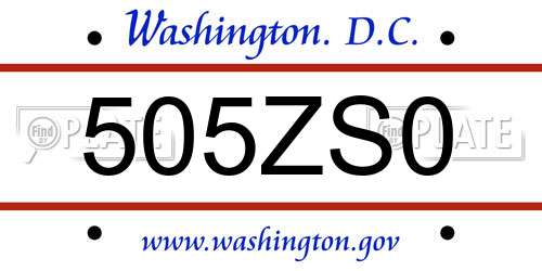 505ZS0 District Of Columbia License Plate