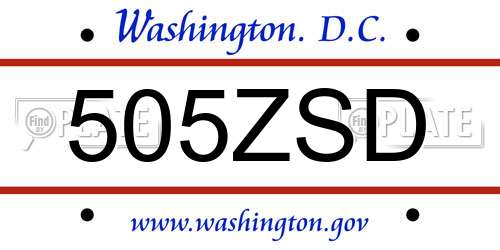 505ZSD District Of Columbia License Plate