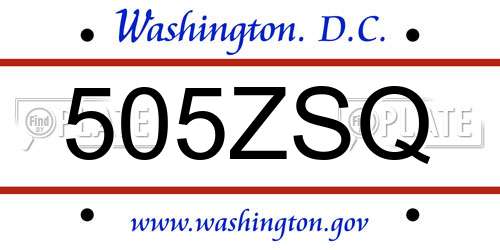505ZSQ District Of Columbia License Plate