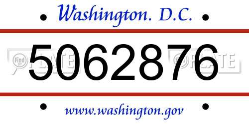 5062876 District Of Columbia License Plate