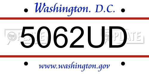 5062UD District Of Columbia License Plate
