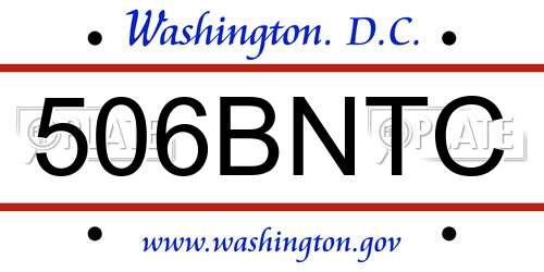 506BNTC District Of Columbia License Plate