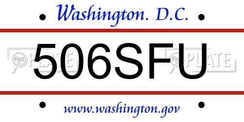 506SFU District Of Columbia License Plate