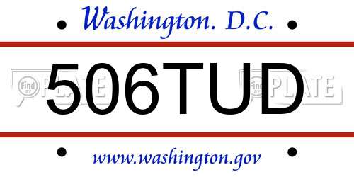 506TUD District Of Columbia License Plate