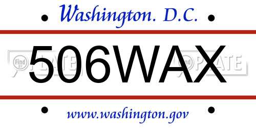 506WAX District Of Columbia License Plate