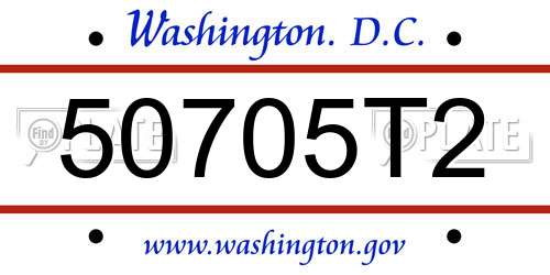 50705T2 District Of Columbia License Plate