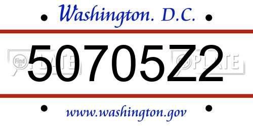 50705Z2 District Of Columbia License Plate