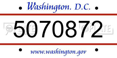 5070872 District Of Columbia License Plate