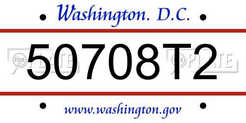 50708T2 District Of Columbia License Plate