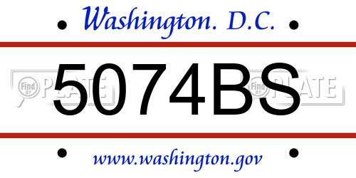 5074BS District Of Columbia License Plate