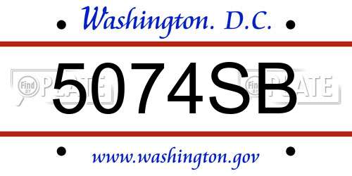 5074SB District Of Columbia License Plate