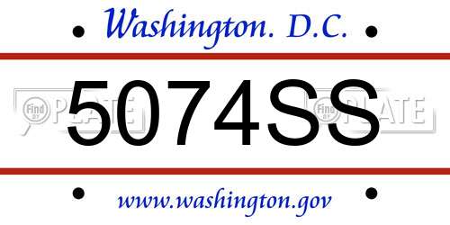 5074SS District Of Columbia License Plate