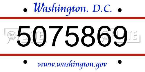 5075869 District Of Columbia License Plate