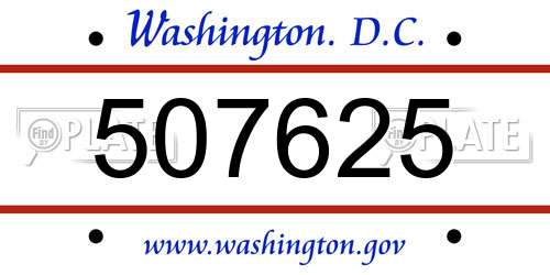 507625 District Of Columbia License Plate