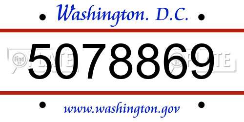 5078869 District Of Columbia License Plate