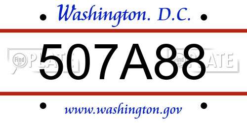 507A88 District Of Columbia License Plate