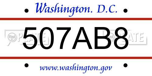 507AB8 District Of Columbia License Plate
