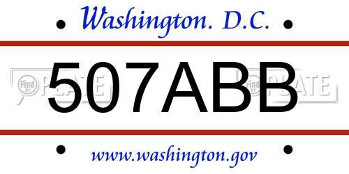 507ABB District Of Columbia License Plate