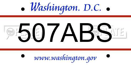 507ABS District Of Columbia License Plate