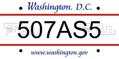 507AS5 District Of Columbia License Plate