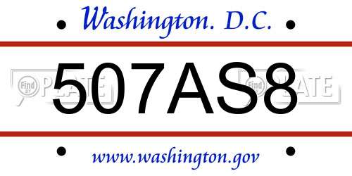 507AS8 District Of Columbia License Plate
