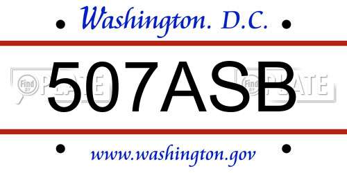 507ASB District Of Columbia License Plate