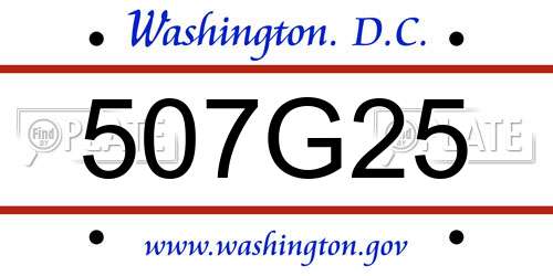 507G25 District Of Columbia License Plate