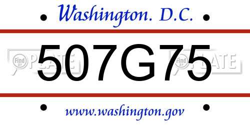 507G75 District Of Columbia License Plate