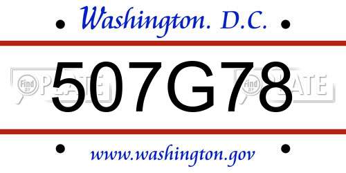 507G78 District Of Columbia License Plate